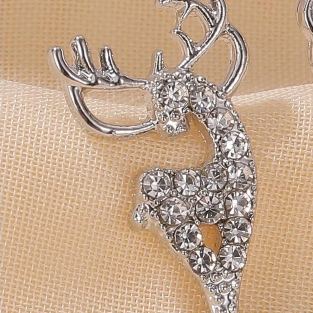 Rhinestone Deer Stud Earrings - Picture 3 of 3